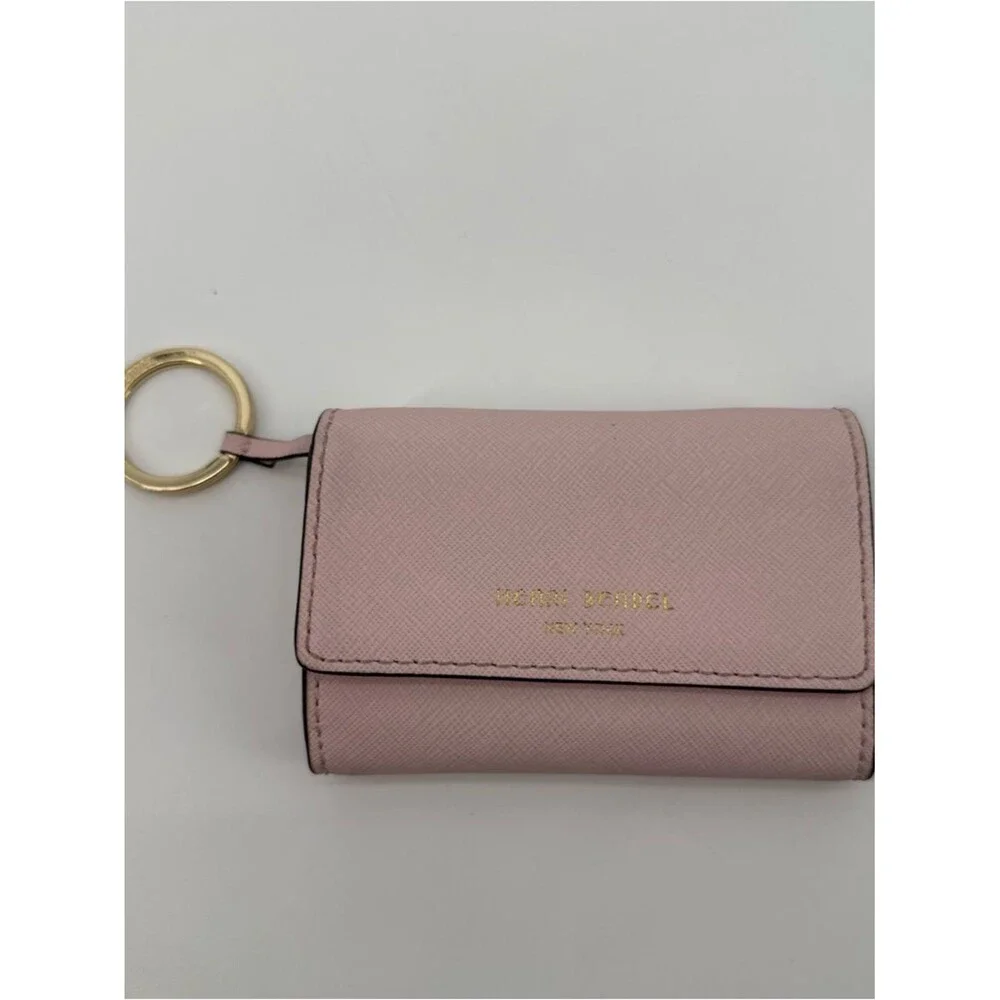 Henri Bendel Leather Pink ID Wallet Key Ring Cardholder *Retired* Dust Bag